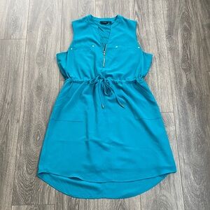Apt. 9 - Turquoise Blue Sleeveless Dress with Drawstring Waist - Size L